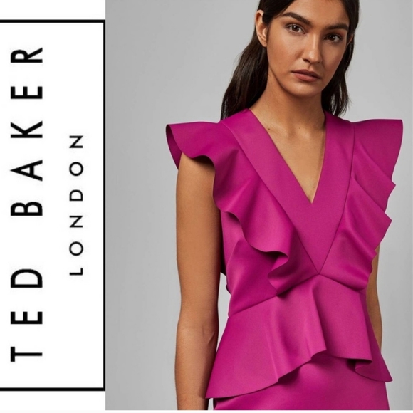 🍒NWT🍒 TED BAKER FUCHSIA DRESS - Picture 6 of 7